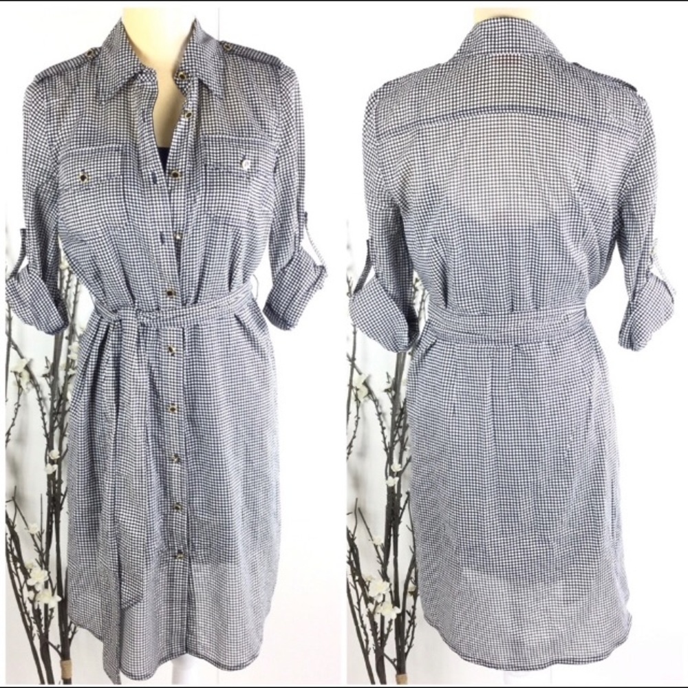 Tory Burch Navy Polka Dot Brigitte Shirt Dress